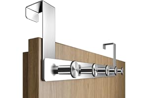 Menz Appendiabiti da porta da appendere, in acciaio inox, con gancio per porta, in versione rotonda, stabile e stabile gancio per porta, porta appendiabiti