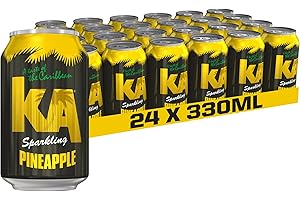KA Caribbean Pineapple Fizzy Drinks - Traditional & Authentic Caribbean Jamaican Style Sparkling Drink - Soft Drinks Multipack - Caribbean Pineapple Soda Drinks Bulk Pack - 24 x 330ml Cans
