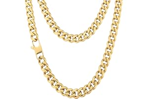 KRKC & CO KEEP REAL KEEP CHAMPION KRKC&CO Gold Chain Men's Necklace, 18k Gold Plated Men's Link Chain, Gold Chains for Men 3mm 5mm 6mm 9mmMiami Cuban Link Chain Curb Chain, Mens Necklace Glod/Silver