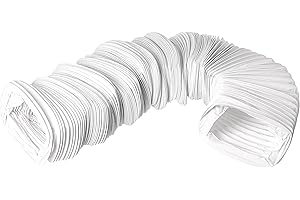 LIRAST 110x55mm / 6m Tuyau D'évacuation D'air en PVC Flexible - Tuyau de Ventilation pour Climatisation, Sèche-linge, Hotte, Blanc