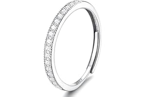 JeweBella Anillos Mujer Plata de Ley 925 Ajustable Anillo Plata Mujer con Circonita Minimalista Anillo Compromiso Mujer Anillo de Bodas Anillo Plata para Alianza Aniversario Bodas Regalo Plata