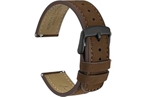 WOCCI Rétro Bracelets de Montre, Cuir Nubuck, Libération Rapide, Bracelet de Rechange pour Homme, Boucle en Acier Inoxydable, 18mm 20mm 22mm