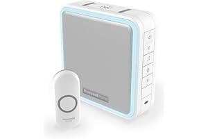 Honeywell Home DC915N Series 9 Portable, Wireless LED Doorbell Chime with Push Button (White)