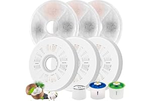 Rigidstone Lot de 6 Filtre Fontaine Eau Chat, Filtre Fontaine Chat pour 3L Flower Pet Water Dispenser Fountain, Filtres de Fontaine à Eau Remplacement Round Rechange Filtre