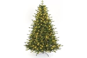 HIMIMI Sztuczna choinka 250 LED PE i PCW (Ø ok. 124 cm) ze śniegiem, 180 cm, 1000 gałązek, metalowe przeguby i składany stojak, drzewko bożonarodzeniowe do biura, domu, sklepu, na imprezę, dekoracja