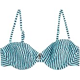 &Ccedil;ıkarılabilir Askılı Dokulu &Ccedil;izgili Balenli Bikini &Uuml;st&uuml;