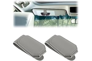 PEOVLVN 2 Stück Brillenhalt Brillenhalter für Auto Sonnenblende Magnetische Brillenhalter brillenclip Sonnenblende Leder Sonnenbrillen Halterung für universelles Auto Visier Alle Arten Clip Brillen Halterung