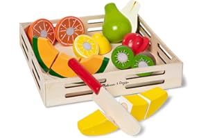 Melissa & Doug Wooden Fruit Toy Cutting Set | Kids Play Food | Child Role Play Toys | 3+ | Gift for Boy or Girl