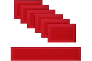 pigchcy Single Frame Red Elegant Placemats and Table Runner Set Vinyl Washable Placemats for Dining Table Set of 6 (45 x 30 cm + 45 x 180 cm)