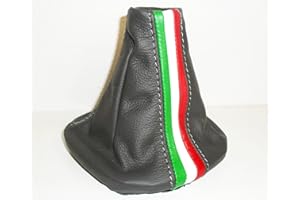 LARTEPELLE cuffia cambio compatibile con Fiat Panda (2003-2011) in vera pelle antracite e tricolore