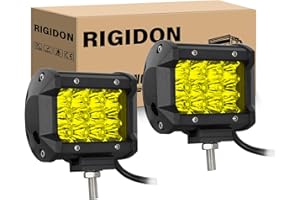 RIGIDON 2PCS Amber Light Bar, 4Inch 36W Triple Row Spot Waterproof Off Road Fog Lights for ATV SUV Boat Truck Pickup 4x4 Car LED Work Light