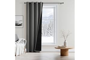 ‎MIULEE MIULEE Vorhänge Blickdichte Doppellagige Thermovorhang Gegen Kälte und Hitze, Dicker Lärmschutz Kälteschutz Türvorhang, Gardinen Ösen Verdunkelung Wind Winter, 245x132(HöhexBreite), Grau, 1 Stück