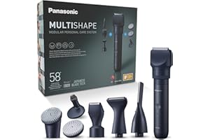 Panasonic XSHAPE-TRIM MULTISHAPE, Unité principale/Batterie Li-Ion, Têtes Tondeuse barbe, cheveux et corps, Kit têtes de précision sourcils et barbe, Kit têtes de brosses nettoyantes visage