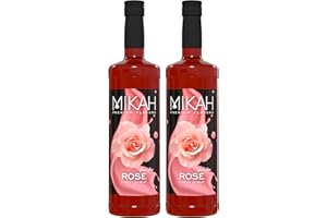 Mikah - Premium Flavors - Rose (Rosa) x2 | Sciroppo Per Drink e Dessert | Uso Professionale | 2 Bottiglie da 1 Litro (2x1000ml)