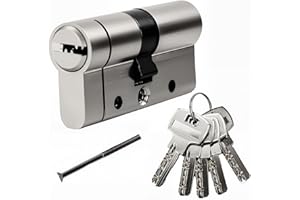 SEPOX 60mm(30/30) Anti-Snap Euro Door Lock Cylinder, High Security 6 Pin, Brass Body Stainless Steel Bar Enforced Anti-Drill Anti-Pick,Anti-Bump Door Barrel with 5 Keys