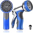 Hose Pipe Spray Gun,9 Adjustable Patterns Garden Hose Nozzles & Spray Guns, Heavy Duty Metal High Pressure Hose Nozzle/Hose Gun (Blue-1Pack)