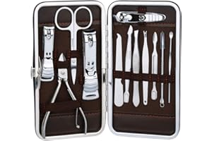 ZACRO Atención Personal de Acero Inoxidable Cortauñas Manicura Pedicura Ear Pick Set 12 en 1