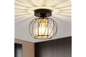 Seruno X Lampadario Moderno in Cristallo, Mini Plafoniera Color Nero con Paralume in Vetro, Plafoniera a Semi-incasso E27 per Soggiorno Camera da Letto Cucina Sala da Pranzo Corridoio Bagno Ingresso