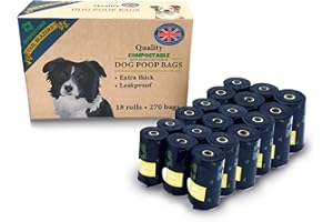 TAIL BLAZERS™ Quality Compostable Dog Poop Bags 270. Corn Starch Waste Bag Rolls for Dogs. Double Seal, Leak Proof. Different from Biodegradable Doggy Poo Bags. Extra Thick and Easy Tear.