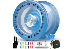 MAGICYOYO Yo Yo Kids K1 Glow Blue, Responsive Yoyo for Kids, Professional Stunt Yo Yo for Beginner, Trick Yoyo with Unresponsive Bearing, YoYo Storage Case, 12 Strings, Glove, 2 Hubstacks