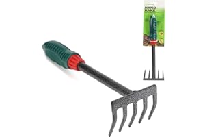 Dekton Hand Rake – Ergonomic Gardening Tool for Raking, Leveling, and Weeding | Durable Stainless Steel Tines | Comfortable Grip | Ideal for Flower Beds, Vegetable Gardens, and Lawn Care