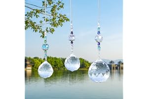 KOIROI Lot de 3 attrape-soleil, prisme en cristal, cristal arc-en-ciel, cristaux à suspendre, attrape-soleil en cristal, arc-en-ciel, pendentif en métal, décoration de fenêtre