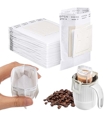 Drip Coffee-koffiezakjes, zakken, 200 stuks, met hangend oor, koffiefilters, papier voor de meeste kopjes, koffiepapierfilter voor kamperen, reizen, thuis, kantoor