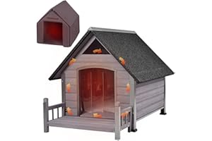 X-ZONE PET Dog House Outdoor with Insulated Liner, Winter Dog Kennel for Small Medium Dogs with Anti-Biting Metal Iron Frame, Heated Dog House 100% Insulated