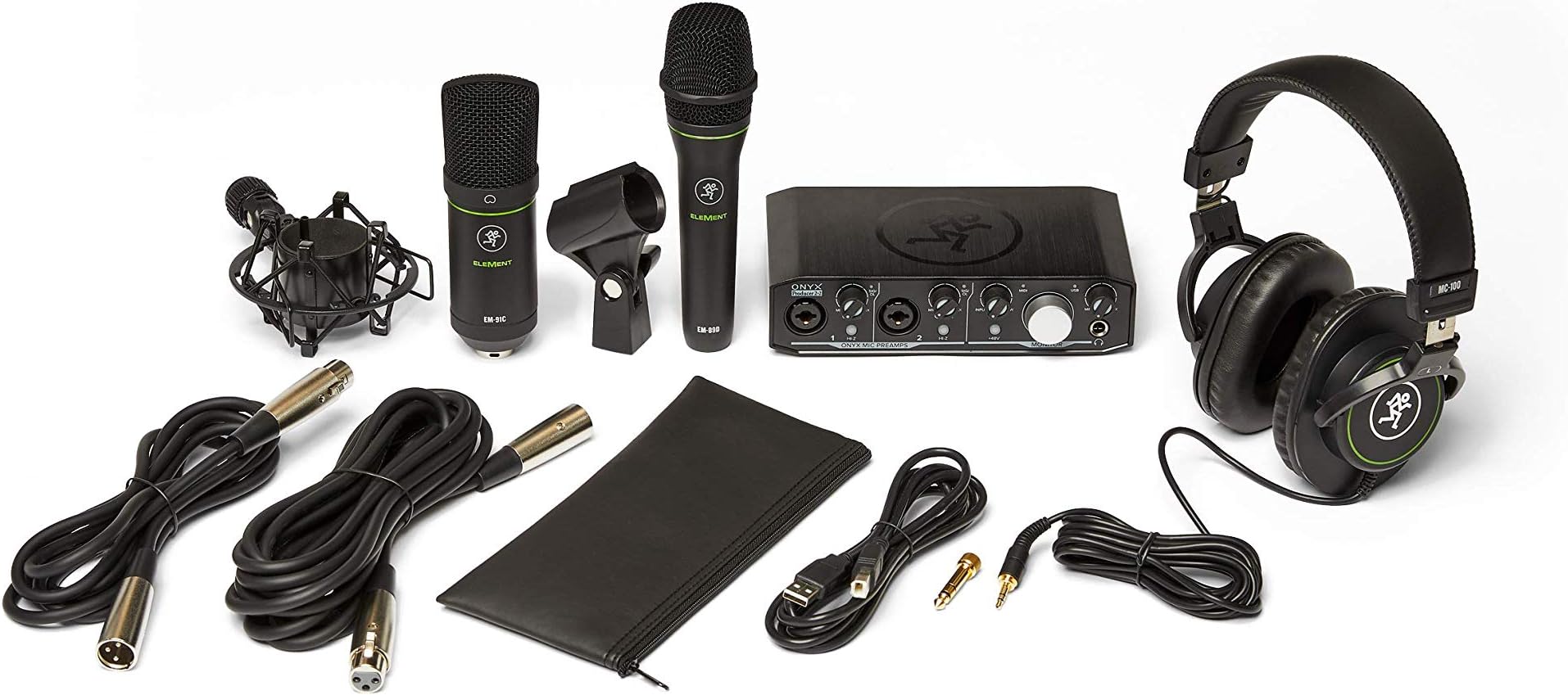 Mackie Producer Bundle with Onyx Producer interface, EM89D dynamic mic, EM91C condenser mic and MC-100 headphones