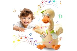 SWTOIPIG Peluche anatra giocattolo, collo d'anatra allungato, canto dell'anatra e suono di quacking, giocattoli educativi interattivi di peluche dal design carino per bambini, dell'intelligenza musicale
