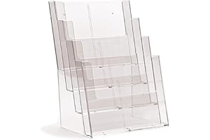 taymar 4C230X Prospektständer, Prospekthalter mit 4 Etagen im DIN A4 Hochformat, Präsentationsständer