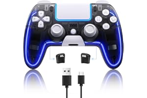 BRHE Mando para PS4, play mandos inalámbrico PS4 con juego 3D Hall controller, RGB custom gamepads para Playstation 4 | Botones personalizables| Control de respuesta (Negro）