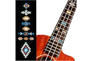 Inlaystickers Fretboard Markers Decals for Concert Ukulele - Native American Style Ethnic Pattern - Turquoise