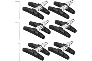 GRUVOX V Bike Universal Road & Mountain Brake Pads - 6 Pairs with 3 Hex Nuts & Spacers