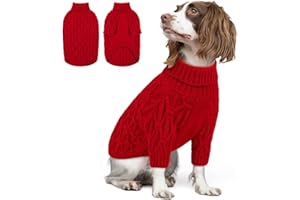 Queenmore Maglione per Cani di Taglia Grande, Maglioncino Cane con Collo Alto e Tessuto Caldo, Vestito Natale per Labrador, Golden Retriever e Border Collie, Rosso, XL