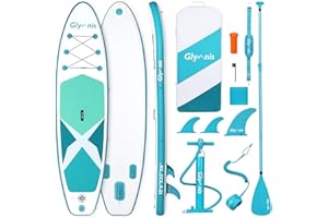 Glymnis Tavola da SUP 320×81×15cm SUP Gonfiabile capacità di Carico di 140 kg Tavola da Surf Stand Up Paddle con Pompa ad Aria Pagaia Regolabile Borsa da Trasporto e Linea di Sicurezza