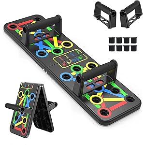 PulGos 15 in 1 Push Up Board with Handles for Men & Women | Multi-Function Pushup Stand for Chest, Triceps, Shoulder & Back Workout | Foldable Home & Gym Strength Exercise Equipment (Multicolour)