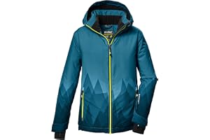 killtec Skidjacka för pojkar, funktionell jacka med huva och snöfall, KSW 383 BYS SKI JCKT, ocean, 152, 42096-000
