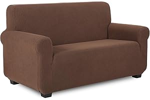 ‎TIANSHU TIANSHU Sofabezug 2 sitzer, Stretch Spandex Couchbezug Sesselbezug Elastischer Antirutsch Stretchhusse Weich Stoff,Jacquard-Stretch-Sofabezug, Schonbezug für Sofa-Sofahalter(Kaffee)