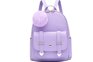 I IHAYNER Girls Fashion Mini Backpack Purse for Women Teenage Girls - PU Leather Pompom Shoulder Bag in