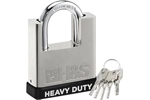 H&S Candado de Alta Seguridad con LLave - Candado de 60mm y 5 LLaves - Candados de Gran Resistencia para Interior y Exterior