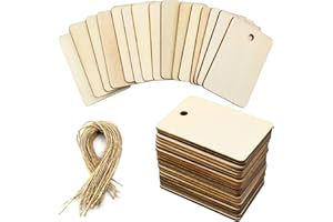YapitHome 50 Pezzi Rettangolari Fette di Legno Naturale Etichetta Vuota in Legno Etichette in Legno Grezzo, per Artigianato Mestiere DIY
