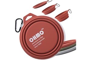 OHMO 1PZ Ciotola Pieghevole Cane,Ciotola per Cani Portatile, Ciotola da Viaggio per Acqua per Animali Domestici con Moschettone, Leggera, Sicura per Cibo