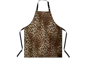 BGBDEIA Leopard Print Pattern Apron for Women Men, Adjustable Apron Cooking Kitchen Chef Apron for Home Kitchen, Baking Gardening BBQ, Coffee House, Restaurant
