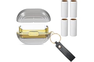 Piriuuo Doppelseitiger Tragbarer Fusselrolle, Wiederverwendbare Fusselroller mit 4 Nachfüllpackungen Extra Klebriger Mini Tierhaarentferner Reise Fusselroller mit Abdeckung für Kleidung, Reisen, Haus