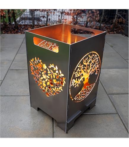 TiKo-Design Feuertonne Mit Pusteblumen Motiv - Lagerfeuerkorb Für Garten Und Terrasse