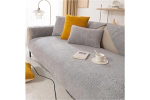 AXROAD MALL Super Soft Sofa Slipcover Corner 1/2/3/4 Seater Cover, Universal Non Slip L Shape Couch Cushion Cover Warm Sherpa Fabric Furniture Protector Sofa Cover for Living Room (Light Grey, 90*210cm)
