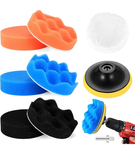 Kit De Polissage Pour Perceuse - 5 Disques En Laine, Tampon 9,6 Cm, Chiffon Microfibre - Idéal Voiture Et Meubles - 6
