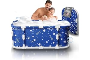 KISEELY Vasca da bagno portatile, vasca da bagno pieghevole da 120 cm, installazione gratuita, vasca da bagno addensata a 7 strati con supporto in metallo, SPA (Stile stellare M2)
