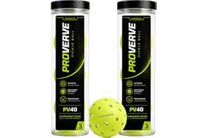 PROVERVE® Pickleball Ball | Seamless Rotational Moulded | True Bounce 40-Hole Design | 1 Piece, Durable High-Performance Ball for All Tournament | Stable Flight Premium Balls, Pack of 6